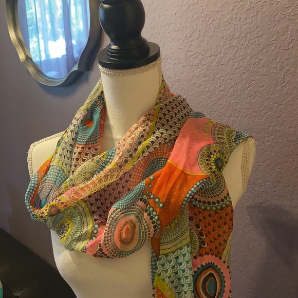 3/$20 Amazing multicolored sheer mandala scarf! - Picture 3 of 16